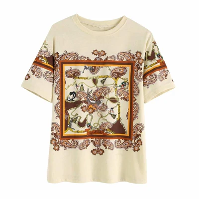 KIYUMI футболка с рисунком кролика и мышки, футболка с круглым вырезом и коротким рукавом, топы, Свободные повседневные летние рубашки, Хлопковые женские топы и рубашки - Цвет: Бежевый