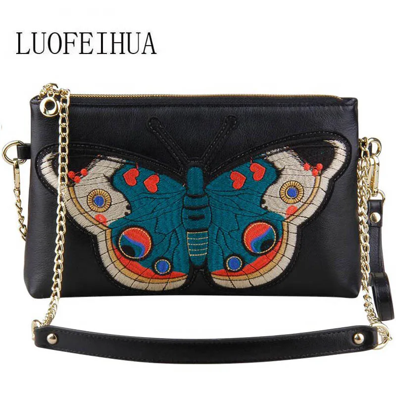 

LUOFEIHUA Genuine Leather Women's bag 2019 new luxury embroidery leather handbag shoulder bag small square bag Designer bag