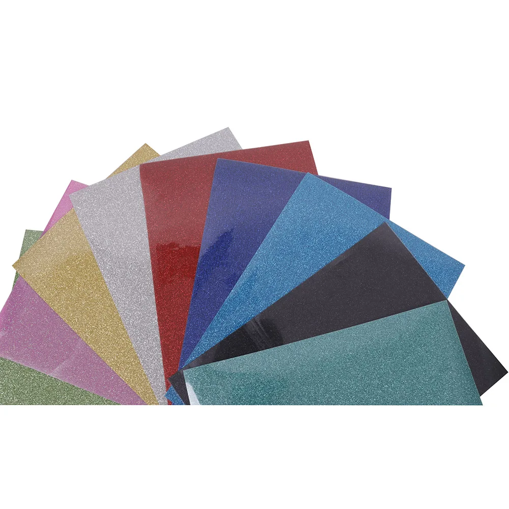 

Multi-color Glitter Heat transfer Vinyl Iron on Fabric DIY shirts hat, bag High elastic transfer film 21 x 30cm 8*12 inch
