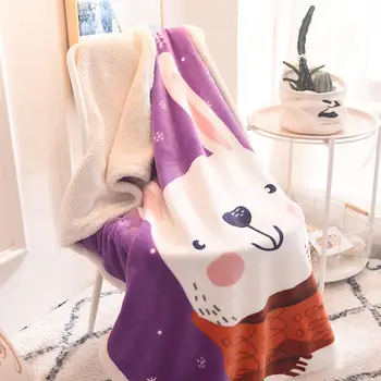 

1PC 100*140CM Coral Fleece Blanket Winter Double Thicken Warm Soft Throw Blanket Flannel Carton Owl Rabbit Pattern For Kids Room