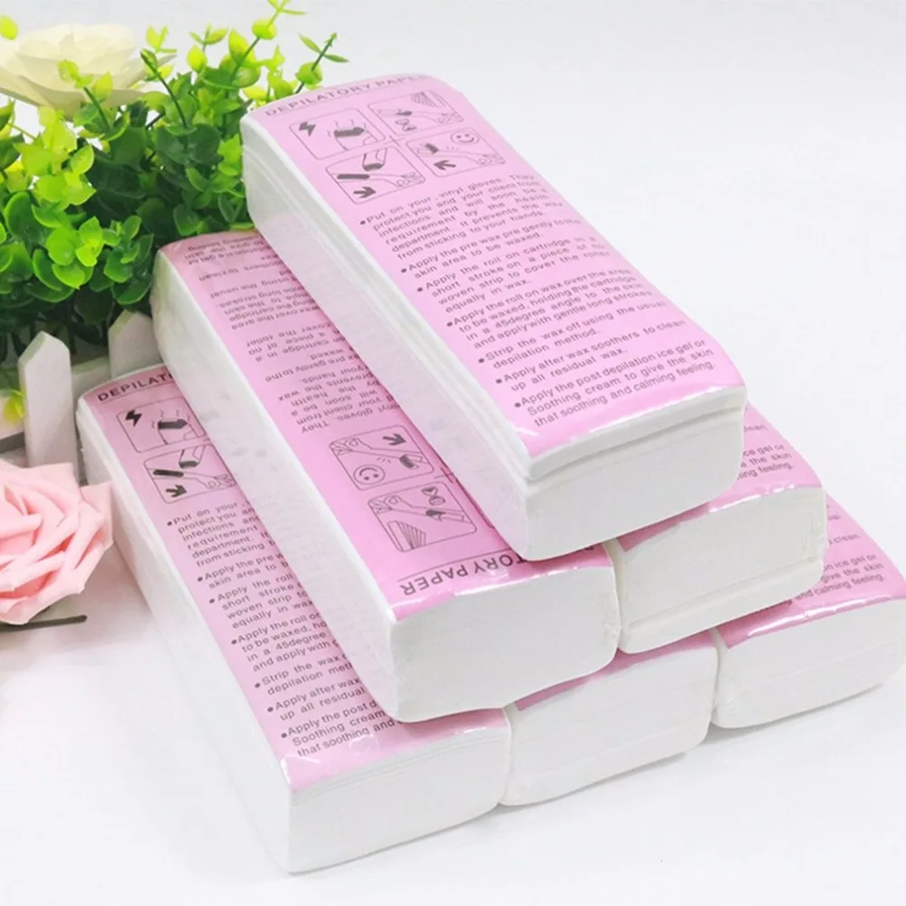 100pcs Professional Hair Removal Waxing Strips Non woven Fabric Epilator Wax Papers Depilatory Beauty Tool For 3