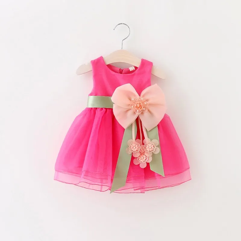 

2018 New Summer Baby Girls Dresses Princess Bow Weddings Dress Kids Birthday Party Dress Costume Children Clothing For 0-3 Year