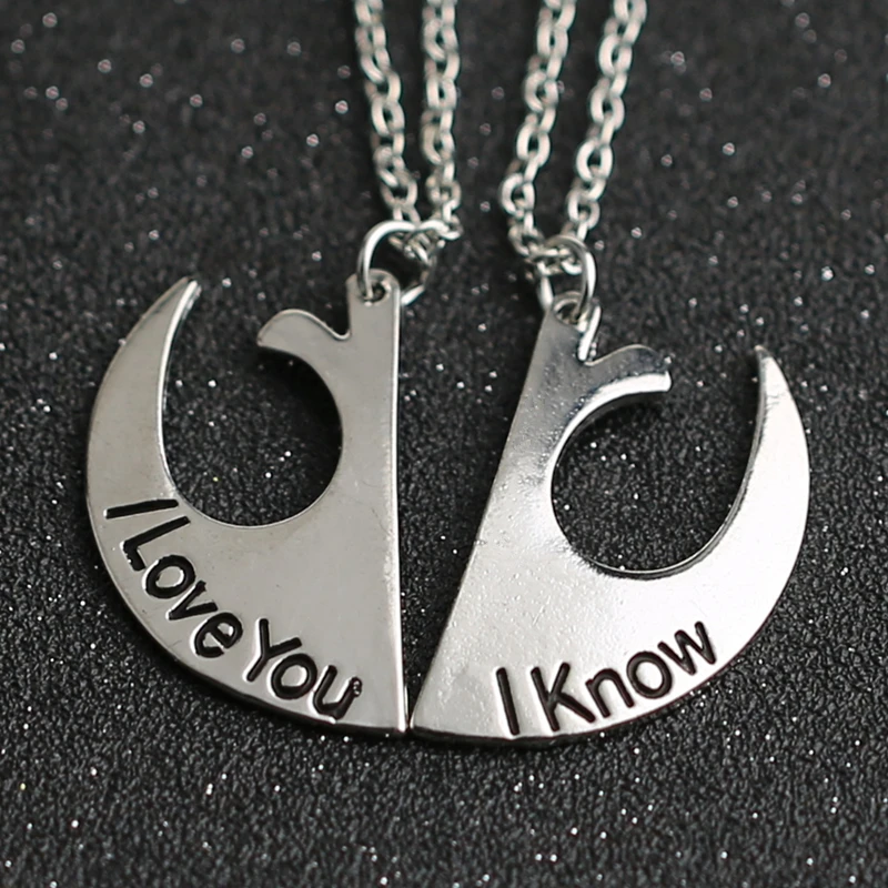 Ожерелье Звездные войны, знак Rebel Alliance I Love You I Know, серебряный цвет, кулон, модные ювелирные изделия из фильма для мужчин и женщин