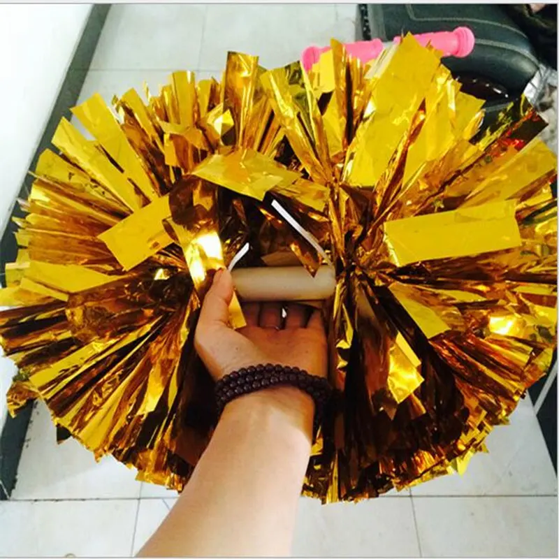 1pcs Metallic Cheerleading Pom Poms Aerobics Show Dance Hand Flowers Cheerleader Pompoms for