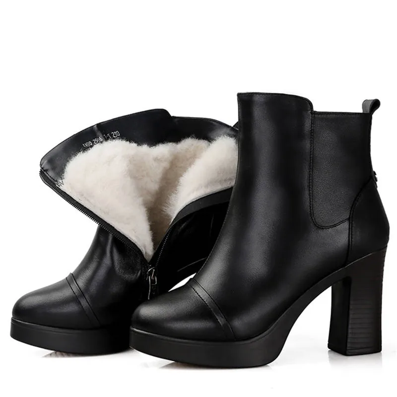MORAZORA/Новинка года; ботильоны из натуральной кожи; женская теплая зимняя обувь из натуральной шерсти; ботинки на платформе с круглым носком на молнии; femal