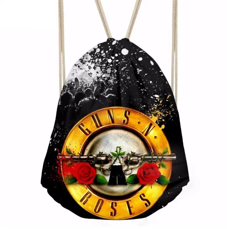 

ThiKin Guns N Rose Printing Drawstring Bag Men Women Casual Shoulder Bags Ladies Daily Backpack Female Mochilas 41*34cm