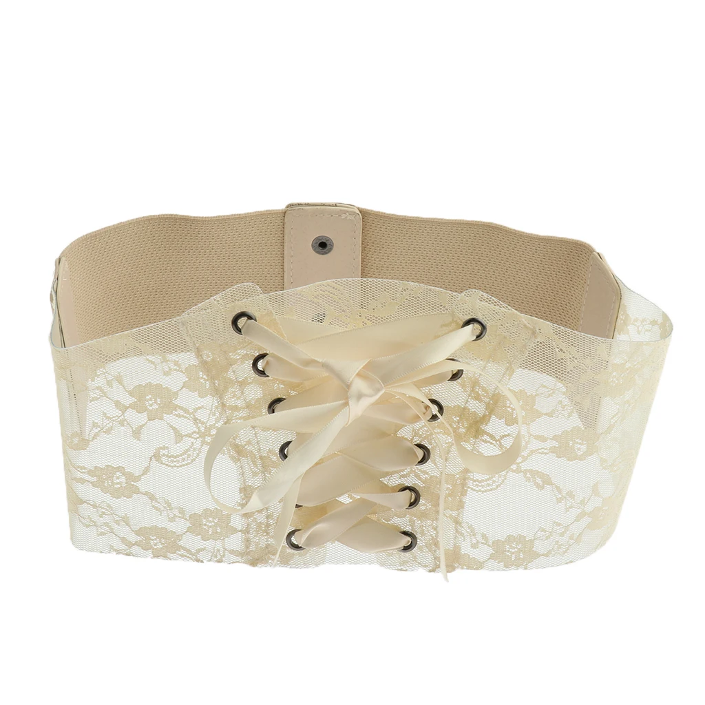 2019 New Black Beige Wide Corset Lace Belt Female Self Tie Obi Cinch Waistband Belts for Women Wedding Dress Decor Accessory