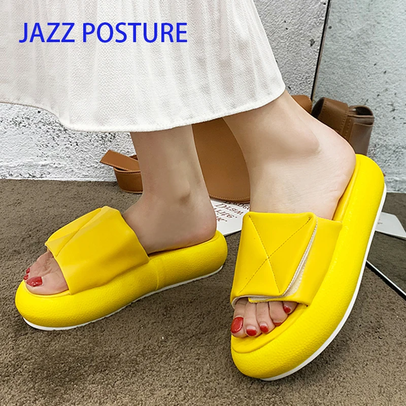 

Soft Leather Wedges Women Slippers Summer Stylish comfortable Lady's Zapatos Mujer Fashion Girl's Street Style Slippers y669