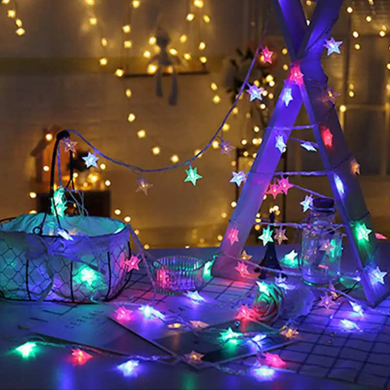 1m 2m 3m 4m 5m 10m 20m five-pointed star AA battery LED string waterproof Christmas wedding New Year party decoration light 1m 2m 3m 4m 5m 10m 20m five-pointed star AA battery LED string waterproof Christmas wedding New Year party decoration light