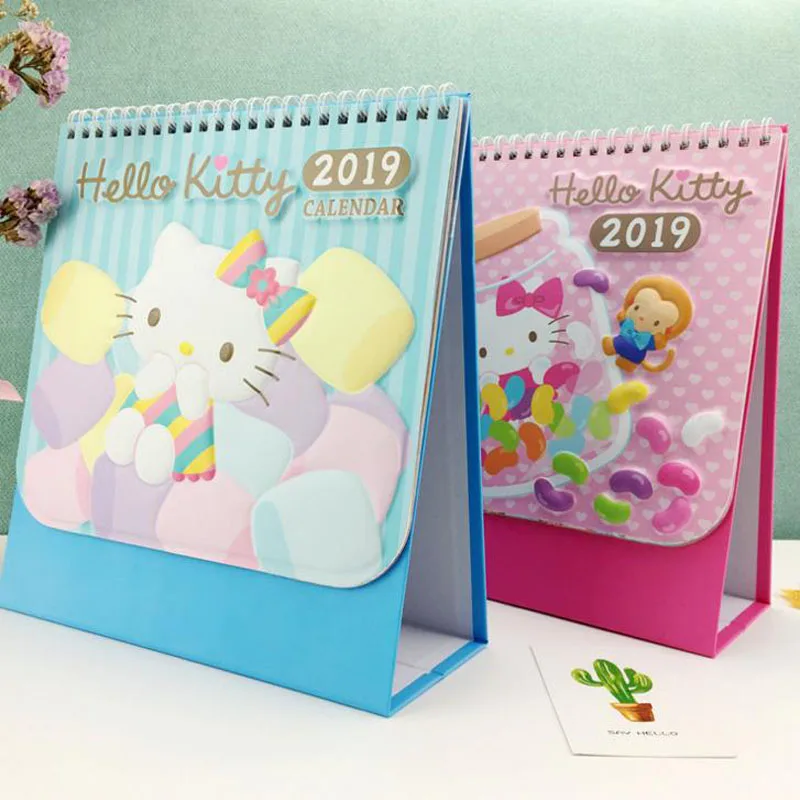 

1 Pcs Cartoon Hello Kitty 2019 New Year Paper Calendar Gift Multi-function Timetable Plan Notebook Stationery