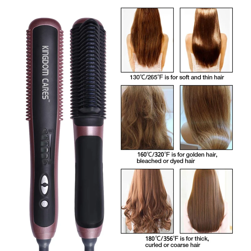 Professional Ceramic Hair Straightener Comb KD388A 2 in 1 Electric Curling Straightening Irons Brush Anti Scald Styling Tools