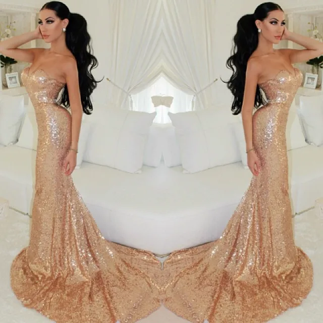 Синий блестка hot sexy Русалка вечернее платье невесты vestido de festa Длинные Элегантные Выпускные платья - Цвет: Шампанское