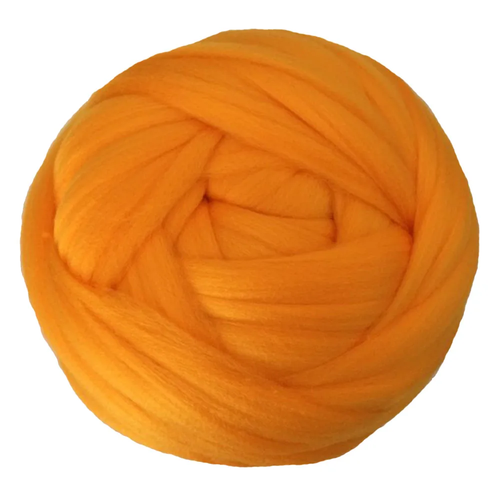 Новое массивное вязаное одеяло, пряжа, супер мягкая, объемная, ровинг, шерсть мериноса, пряжа, альтернатива, одеяло, шарф, свитер, ручная вязка, пряжа 250 г - Цвет: orange yellow