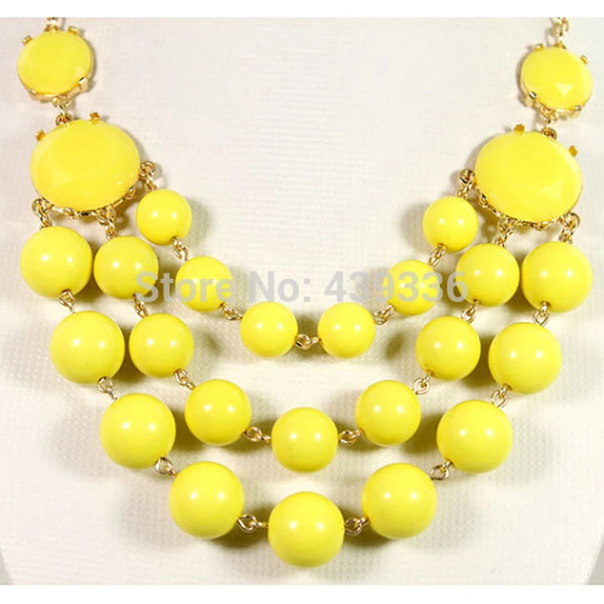 

Yellow Beaded Necklace, Layered Necklace, Statement Necklace