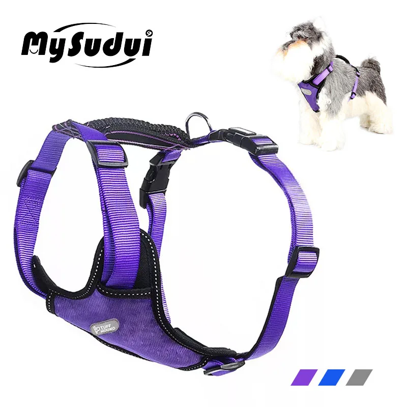 

MySudui Small Medium Dog Harness Collar Car Dogs Collars And Harnesses No Pull Elastic Handle Adjustable Pet Harness Collar