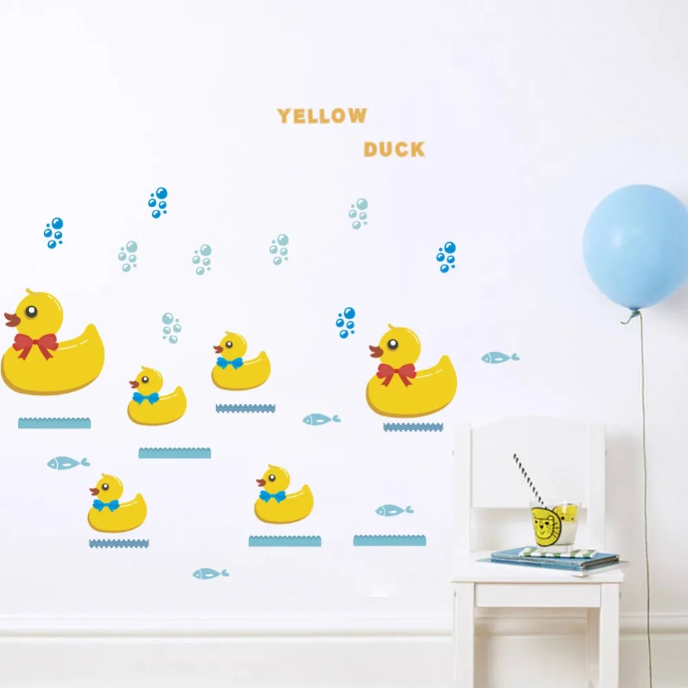Yellow Duck Wall Sticker Decals For Bathroom Baby Nursery Room Bedroom
