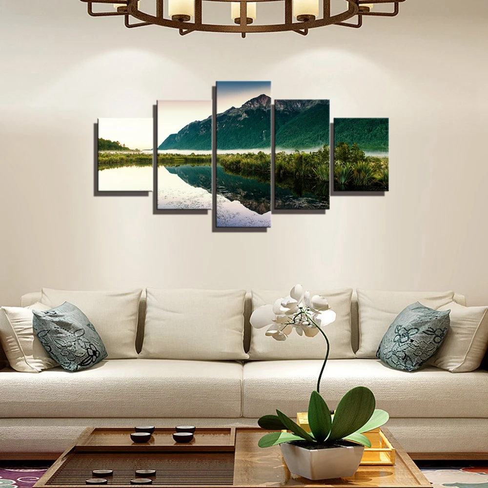 Lake Painting Print on Canvas Landscape Wall Art Seascape Canvas