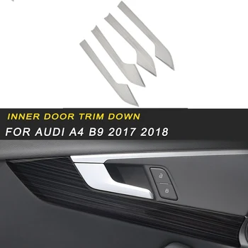 

Brushed stainless steel inner door trim down frame trim cover accessories Sticker For Audi A4 B9 2017 2018 of the Auto Car