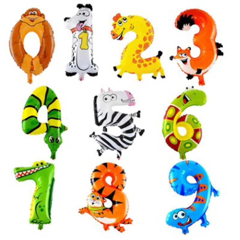 

10pcs Foil Inflatable Balloons Wedding Birthday Party Balloon Decoration Animal Number Air Balloons Baby Shower Children's Gifts