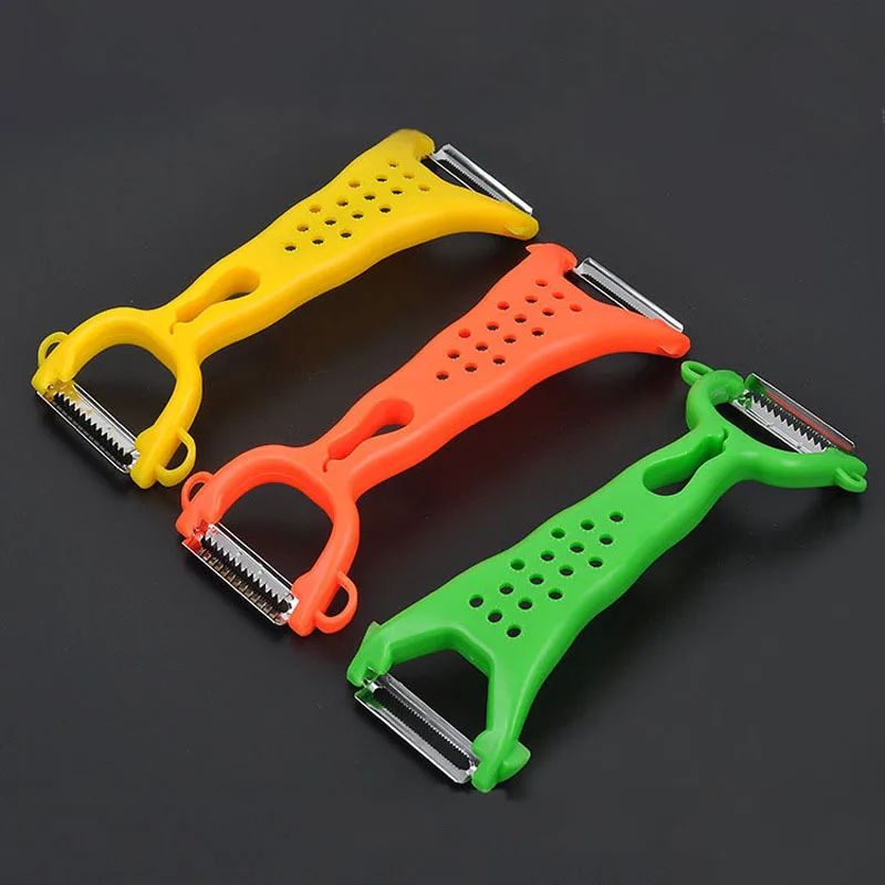

4in1 Fruit Vegetables Tool Plastic Handle Stainless Steel Blade Carrot Shredder Potato Peeler Garlic Press Stalks Remover