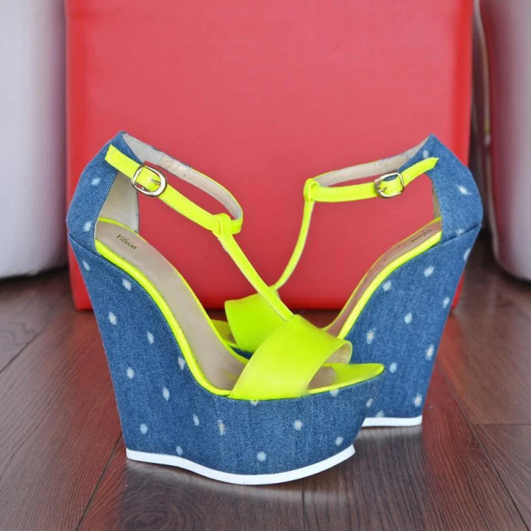 yellow wedges for women