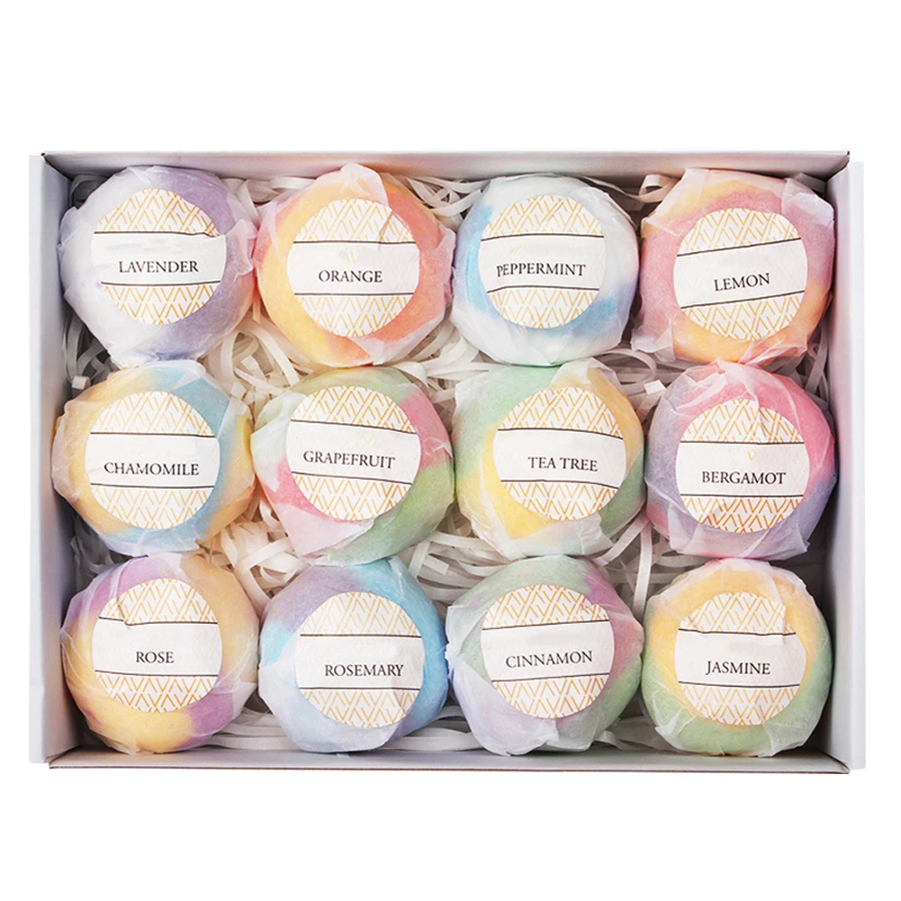 12pcs set Bath Bombs Bubble Salting Ball Essential Oil SPA Stress Relief Natural Bubble Deep Bath Soap as present
