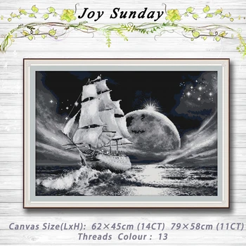 

go on a long journey sailboat decor Patterns 14CT 11CT Counted Cross Stitch Sets embroidery sets Needlework kits Home Decoration