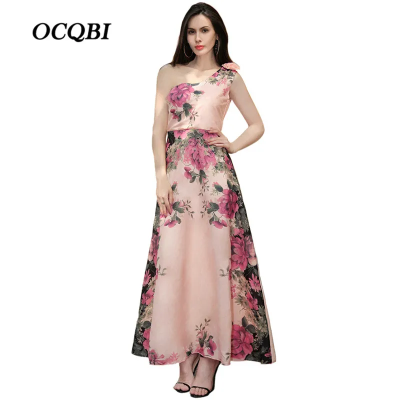 

Plus Size Vintgae Floral Fashion Maxi Sundress 2018 Women Summer Hot Sexy Elegant Party Pink Dress