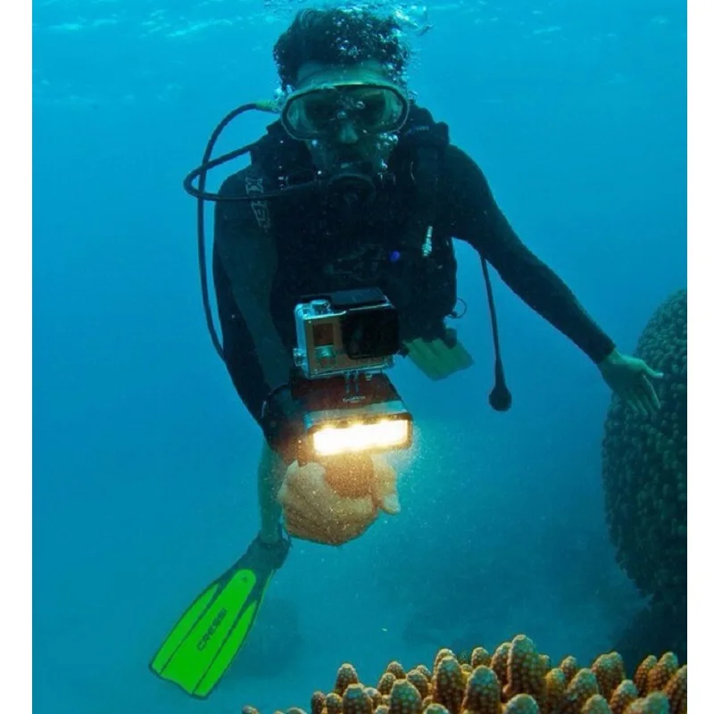 Подводный Водонепроницаемый Go Pro Дайвинг светодиодная вспышка лампа фонарик