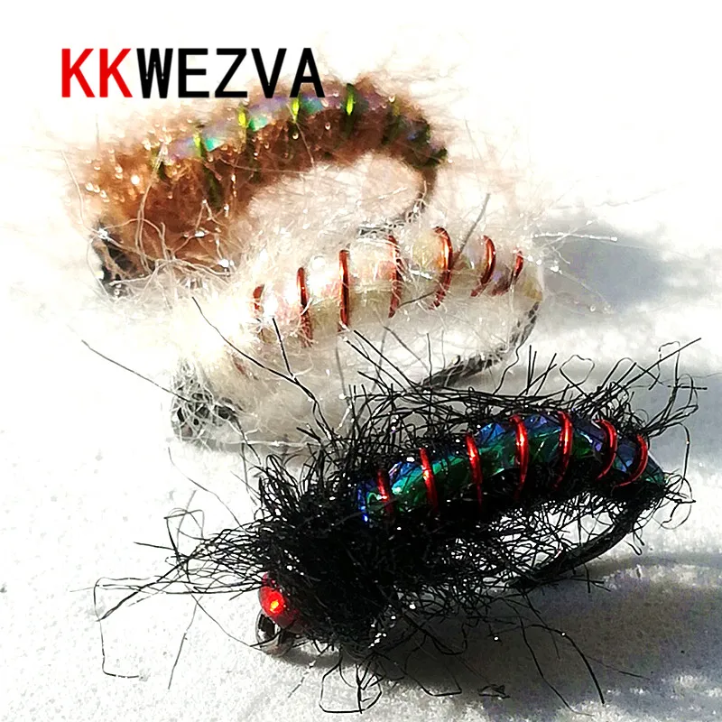 KKWEZVA 24 шт. мокрые насекомые приманки для ловли нахлыстом из яркой медной проволоки материал Нимфа Форель Приманка для ловли нахлыстом
