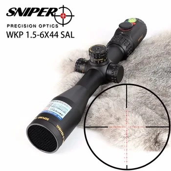 comprar Sniper Wkp 1.5-6x44 Sal Caça Rifle Scope Side Paralaxe Ajuste Vidro Gravado Retículo Rg Iluminado Com Nível De Bolha