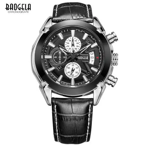

BAOGELA Brand Quartz Watch Man Fashion Analog Hot Luxury Leather Watches Casual Chronograph Hour Luminous Male Wristwatch 1602