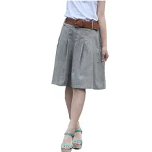 Женская Осенняя юбка Женская высокая талия плиссированная юбка эластичная талия серая повседневная юбка Юбки Женская J378