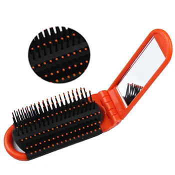 

Portable Mini High Temperature Folding Mirror Comb Anti-static Hair Combing Tool Plastic Comb Airbag Massage Round Travel Brush