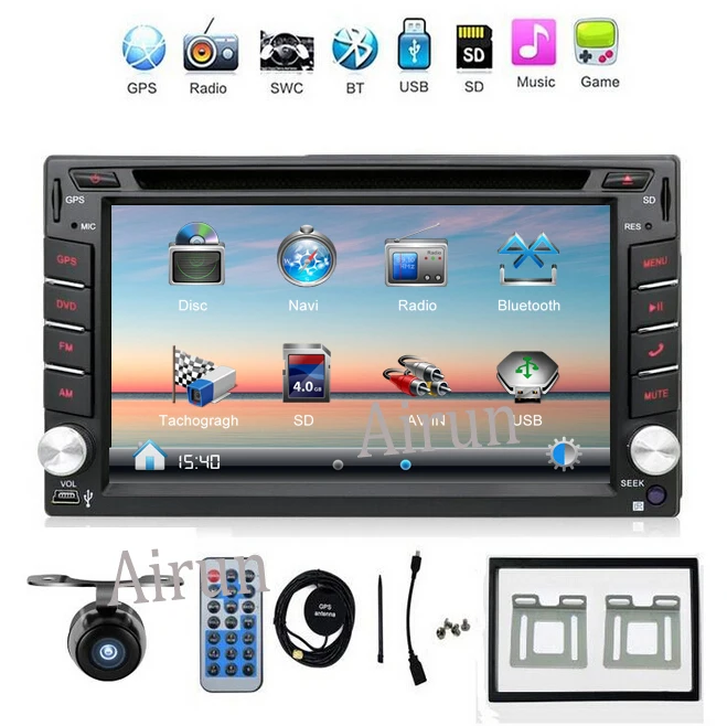 

100% New universal Car Radio Double 2 din Car DVD Player GPS Navigation In dash Car PC Stereo Head Unit video+Free Map+Free Cam!