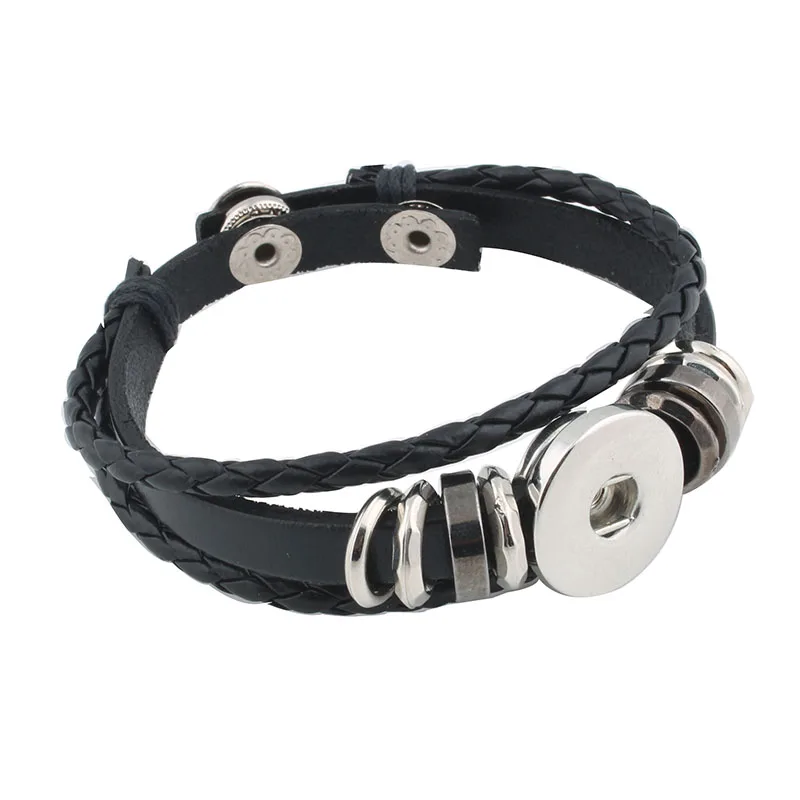 Bracelet à bouton-pression en cuir PU pour femme, 6 couleurs, haute qualité, 18mm, bijoux traités 400, vente en gros