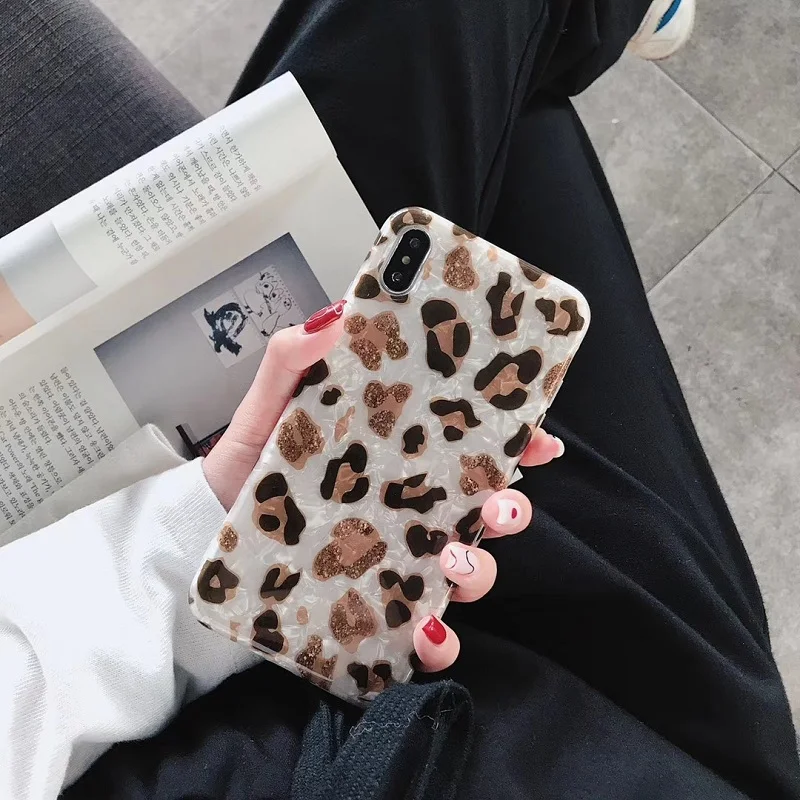 Модный Красочный чехол для телефона с леопардовым принтом и ракушками iphone 11 12pro XS