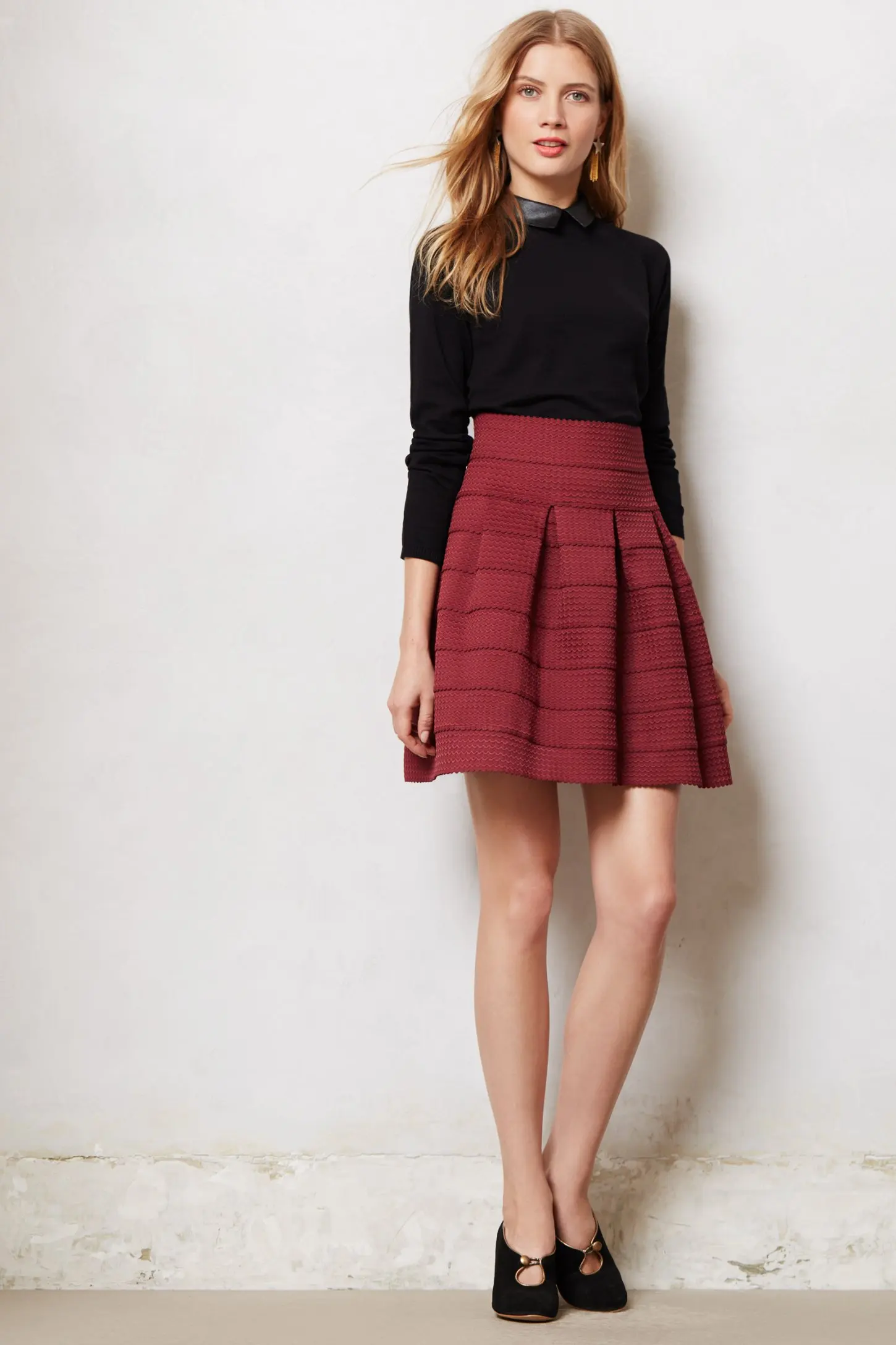 burgundy rockabilly skirt