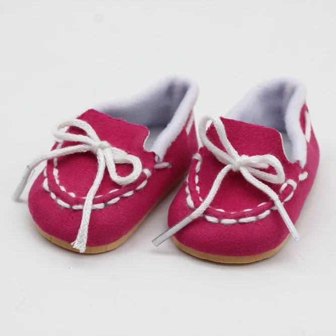 1 Pair Dolls Boots For 43cm Baby Dolls As For 18 Inch Girl Dolls Mini Shoes Slippers toy - Цвет: rose