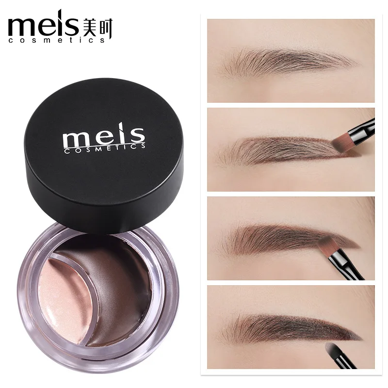 

NEW Double Color Eyebrow Cream Waterproof Eyebrow Enhancer Makeup Soft And Smooth Eyebrow Gel Eyebrow Pencil with brow brush