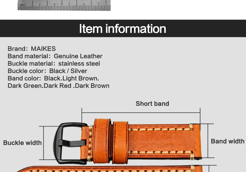 MAIKES часы аксессуары Высокое качество Натуральная кожа часы ремешок с пряжкой 20 мм-26 мм Ремешки ремешок для Panerai