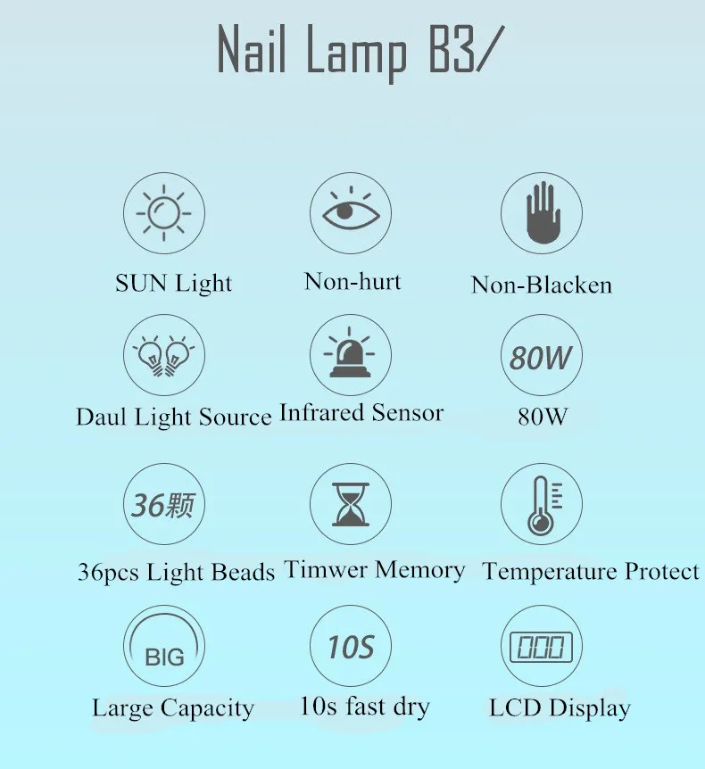 Абсолютно новая 80 Вт Быстрая Сушка УФ светодиодная лампа для сушки ногтей автоматический датчик белый солнечный светильник фототерапия ЖК-дисплей с таймером установка 110-240 В