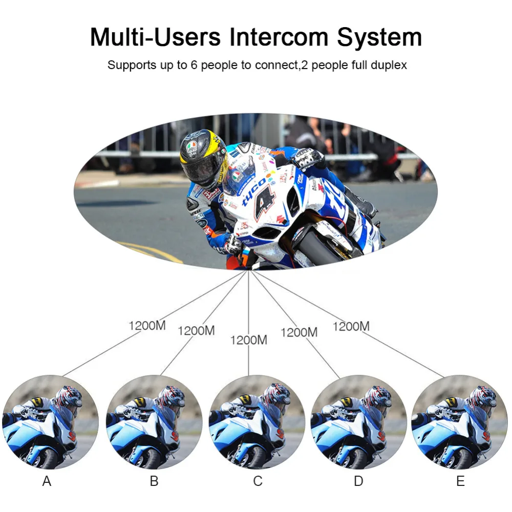 Шлем гарнитура 1200 м водонепроницаемый мотоциклетный шлем Bluetooth рация V6 полный дуплекс езда Bluetooth гарнитура