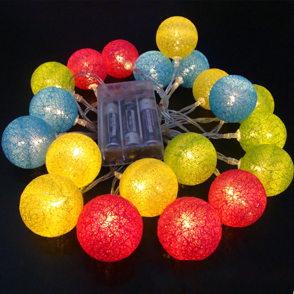 3.3m 20 Leds String Light Cotton Ball Led Lights Battery Waterproof Led