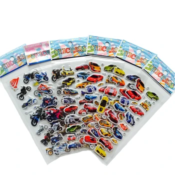 

6Pcs/lot Bubble Stickers 3D Cartoon Car Motorcycle Stickers Classic Toys Scrapbook For Kids Children Gift