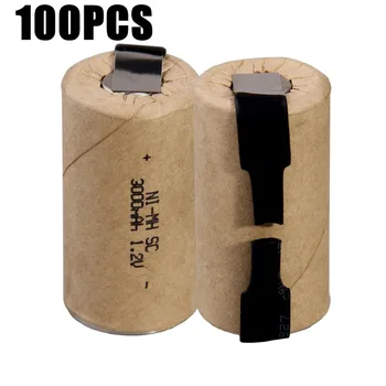 

100 pcs SC 3000mah 1.2v battery NICD rechargeable batteries for emergency light toy equipment power 4.25cm*2.2cm for power tools