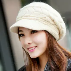 Для женщин Повседневное зимняя шапка Плетеный теплые шапочки Осень Дамская мода Лыжная Шапка Вязаная Шапки 4 цвета