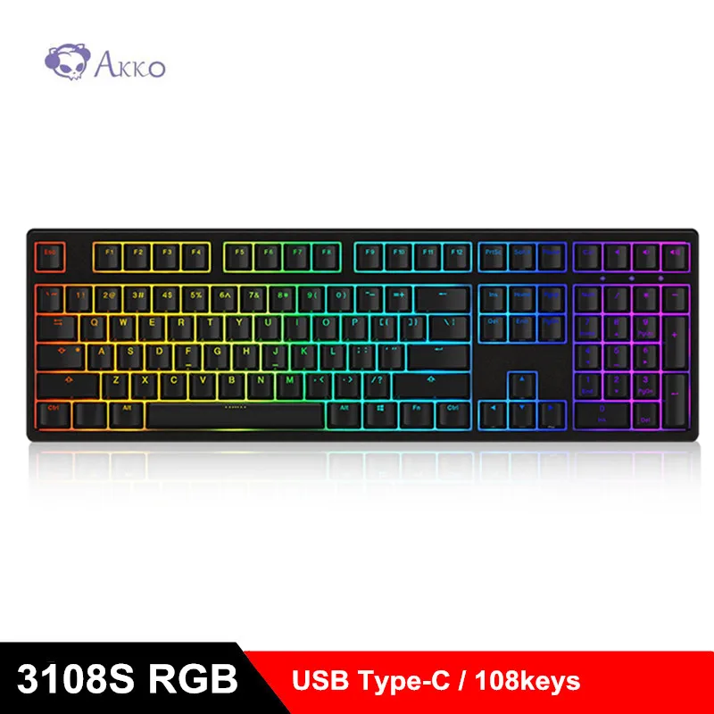 

AKKO 3108S RGB Backlight Wired Keyboards PBT Key Cap Cherry Switch Game Mechanical Keyboard USB Type-C 108keys