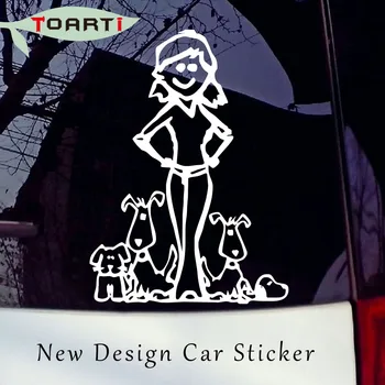 

12.7*17.5 CM Crazy Dog Lady Funny Family Vinyl Waterproof Car Stickers Styling Creative Cartoon Auto Decals Window Decorative