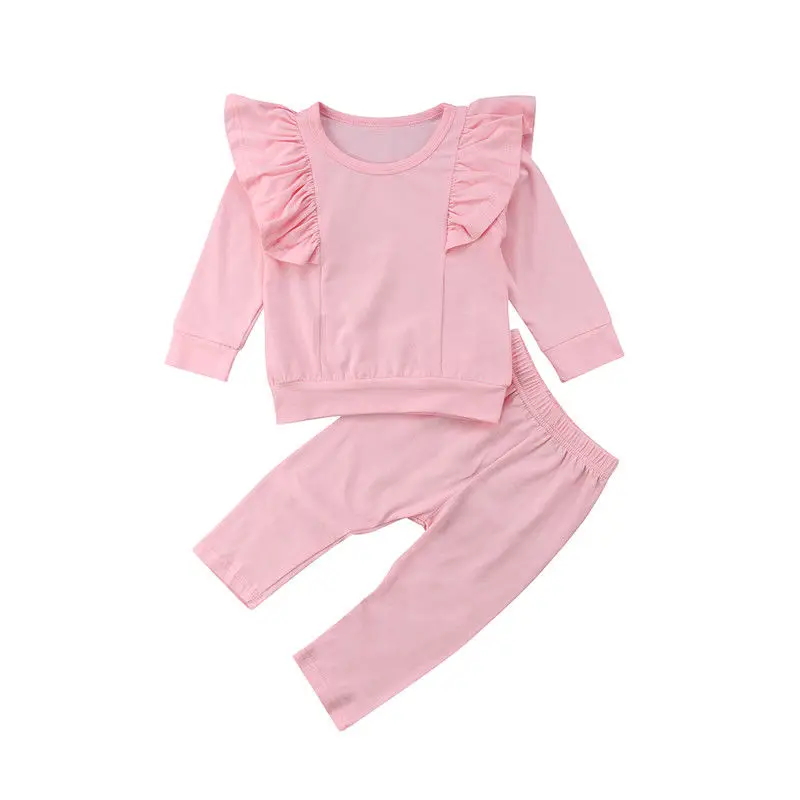 Г. Весенне-осенняя розовая футболка с длинными рукавами для новорожденных девочек топы, длинные штаны комплект повседневной одежды